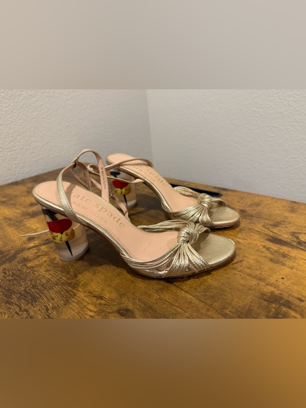 kate spade New York Happy Hour Metallic Gold Knotted Slingback Sandals